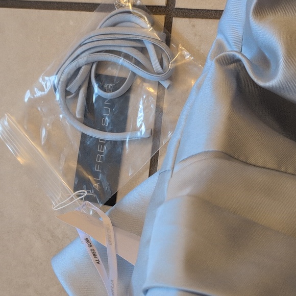 NWT Alfred Sung Column Maxi Dress Bow On Back Mist Blue Size 10 - Picture 9 of 12